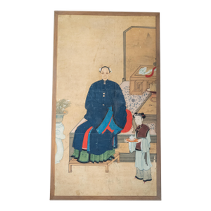 19th Century Large Chinese Ancestor Portrait Painting on Paper