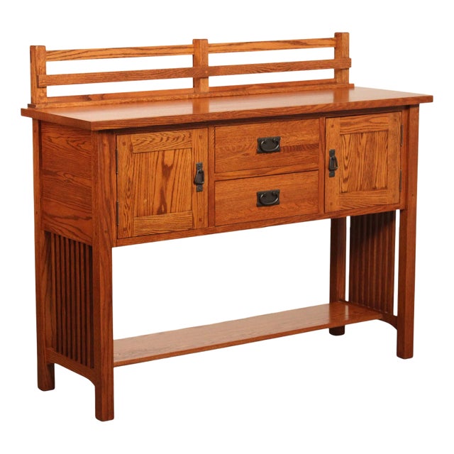 Mission Style Custom Quality Solid Oak Sideboard For Sale
