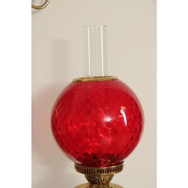 Brass Victorian Brass Oil Lamp Candelabra Wall Mirror For Sale - Image 8 of 12