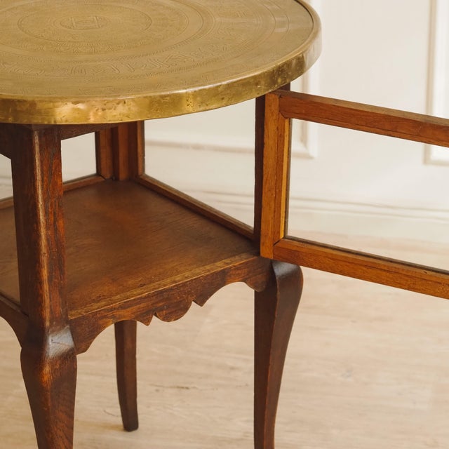 Oriental Side Table with Engraved Copper Top, 1900 For Sale - Image 4 of 9