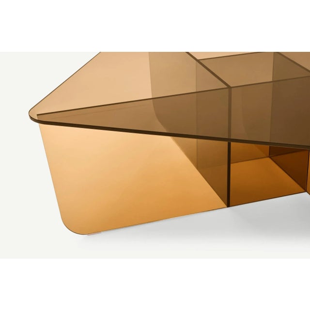 Modern Acrylic Coffee Table Amber - Caramel For Sale - Image 3 of 6