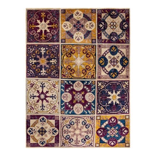 Eclectic Hand-Knotted Area Rug - Multi, 9' 0" x 11' 4" For Sale