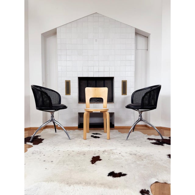 Pair Rizzatto Alias 901 Young Lady Chair W/ Black Seat & Cane Aluminum Frame-2pc (4 Avail.) For Sale - Image 11 of 16