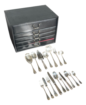 Silver-Plated Perles Cutlery Set for 12 with Anti-Oxidation Chest from Christofle, Set of 127