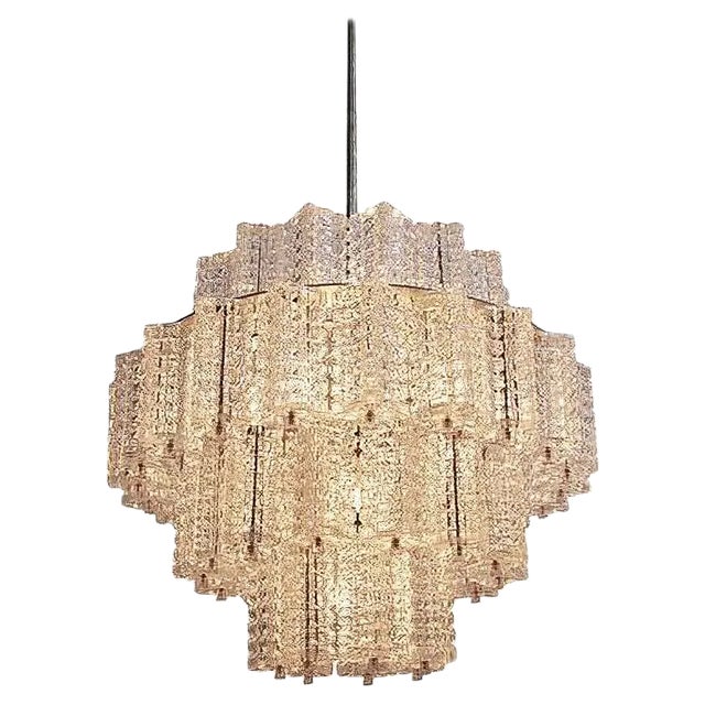 Large Glass Chandelier by Austrolux for Eba Leuchten, 1960s For Sale