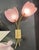 2010s Contemporary Italian 2-Branch Pink Murano Glass Tulip Flower Gold Brass Sconces - a Pair For Sale - Image 5 of 10