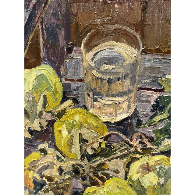 Contemporary Maya Kopitzeva, Green Apples, Oil Painting, 1988, Framed For Sale - Image 3 of 7