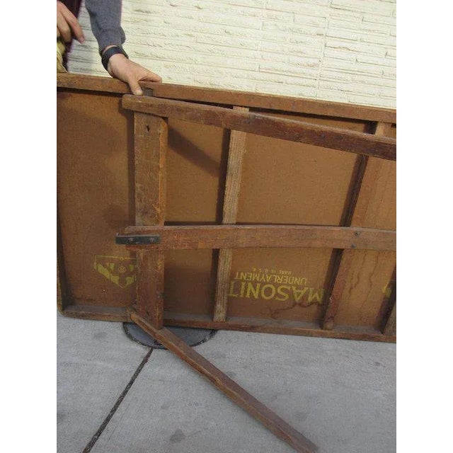 Brown Vintage Large Folding Work Table Industrial For Sale - Image 8 of 13