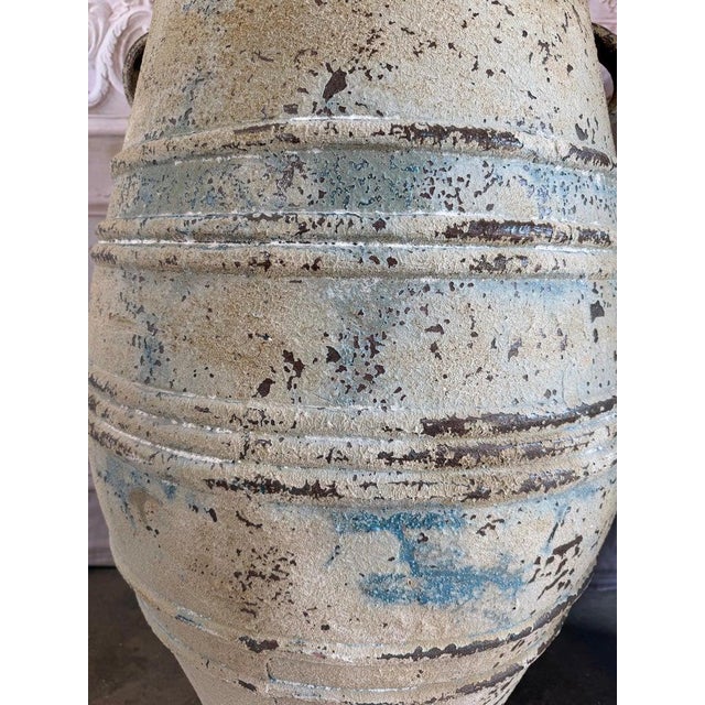 Pair of Large Distressed Mediterranean Style Terracotta Olive Jars With Handles For Sale - Image 4 of 15