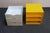 Postmodern Vintage Yellow Acrylic Storage Cube With Three White Drawers After Joe Colombo For Sale - Image 3 of 18