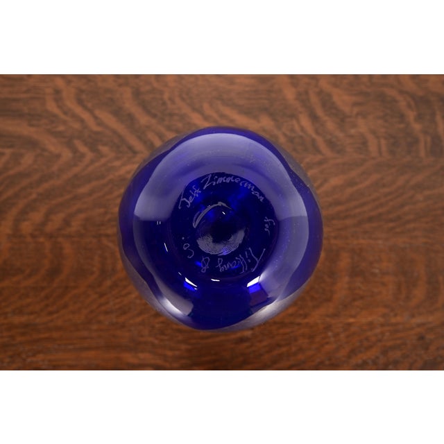 Jeff Zimmerman for Tiffany & Co. Cobalt Blue Art Glass Vase For Sale In South Bend - Image 6 of 8