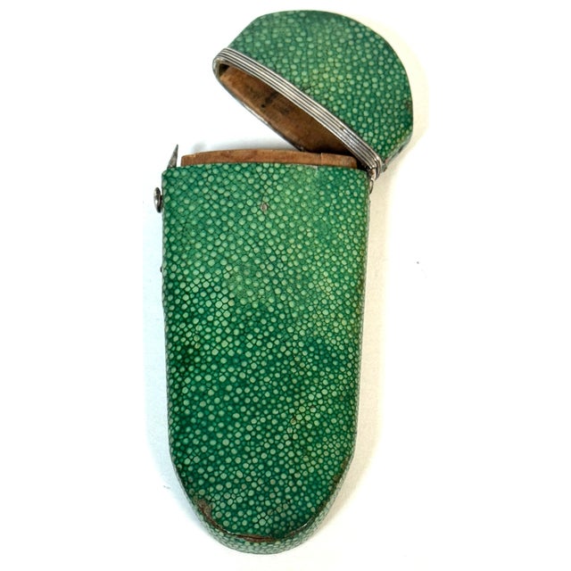 18th Century Green Shagreen and Silver Eyeglass Case with Monogram For Sale - Image 17 of 18