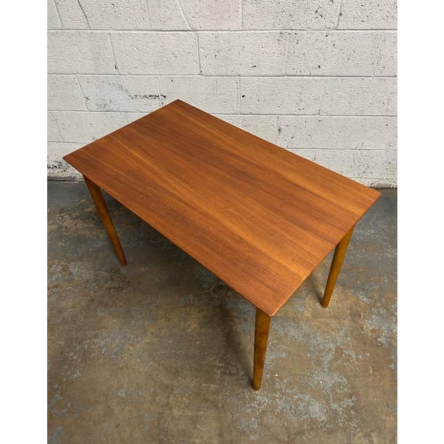 Danish Teak Mid Century Modern Uncommon Apartment Sized Dining Table Beechwood Legs 1960s For Sale - Image 4 of 7