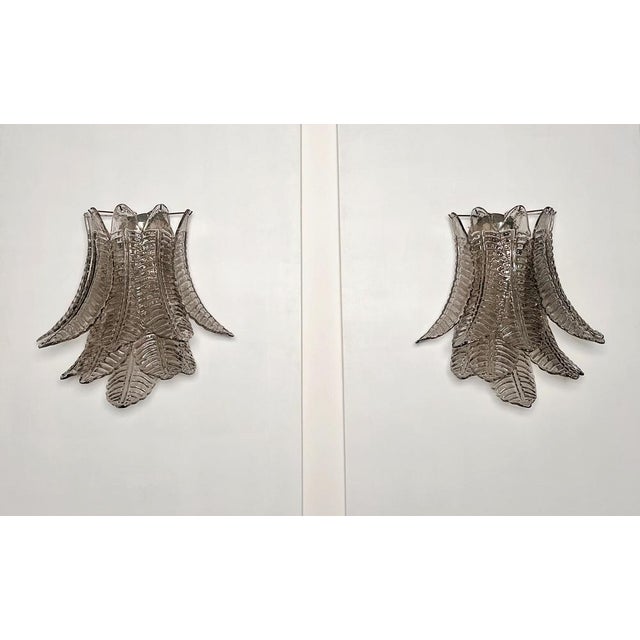 Vintage Smoked Murano Glass 6-Tier Felci Wall Sconce, 1990s, Set of 2 For Sale - Image 6 of 18