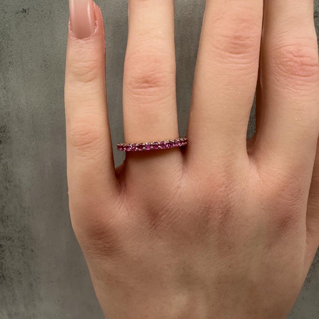 Ruby Ring in 14kt Rose Gold – 1.01ctw Pink Rubies, Size 6.5, New For Sale - Image 4 of 5