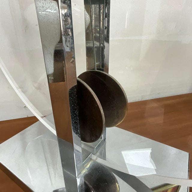 1970s Pierre Cardin Chrome, Brass and Lucite Table Lamp, Mid-Century Modern For Sale - Image 9 of 17