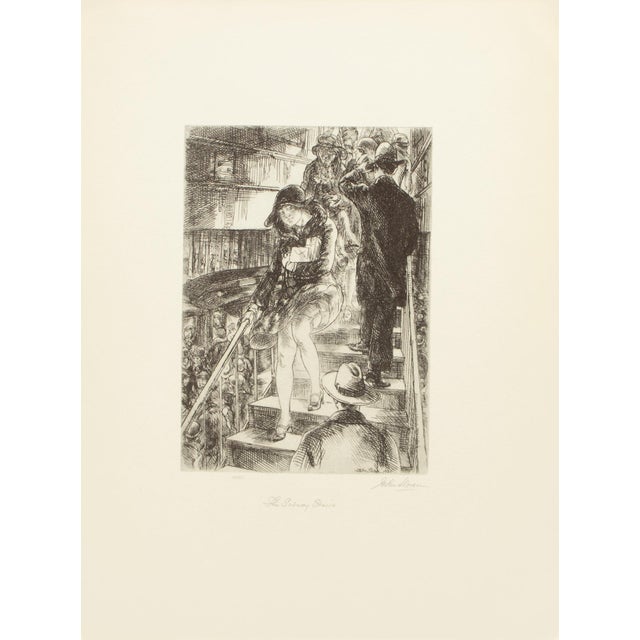 Art Deco 1939 After John Sloan "Subway Stairs", First Edition Period Offset Lithograph For Sale - Image 3 of 9