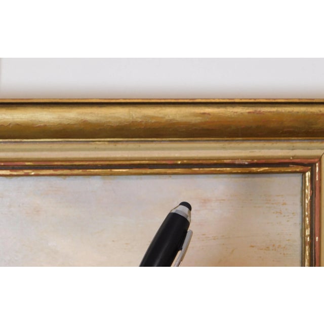 Mountain Valley Scene Framed Oil Painting On Board - Artist's Signature Illegible For Sale In Philadelphia - Image 6 of 13