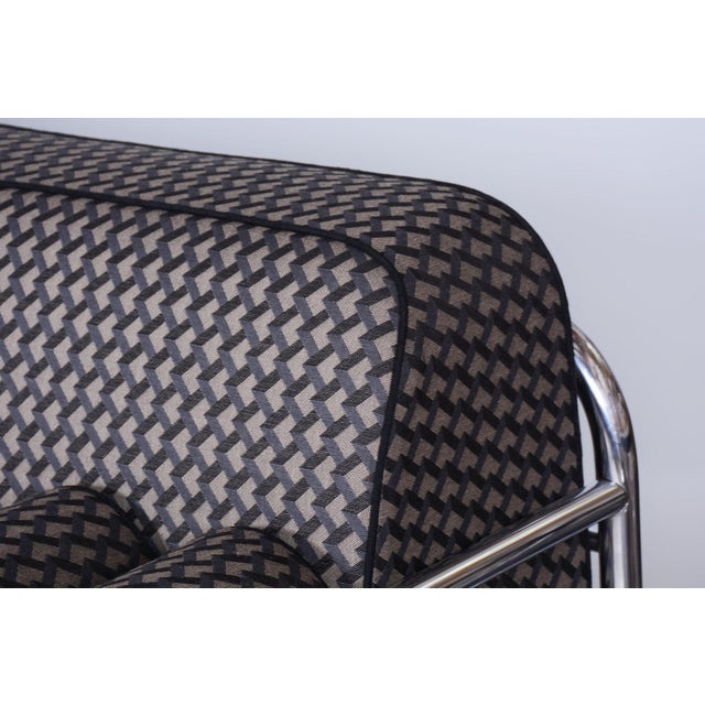 Bauhaus Sofa in Chrome & Upholstery attributed to Mücke-Melder, Czech, 1930s For Sale - Image 10 of 17