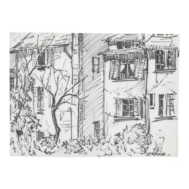 1950s Henry Gasser Swiss Street Scene For Sale