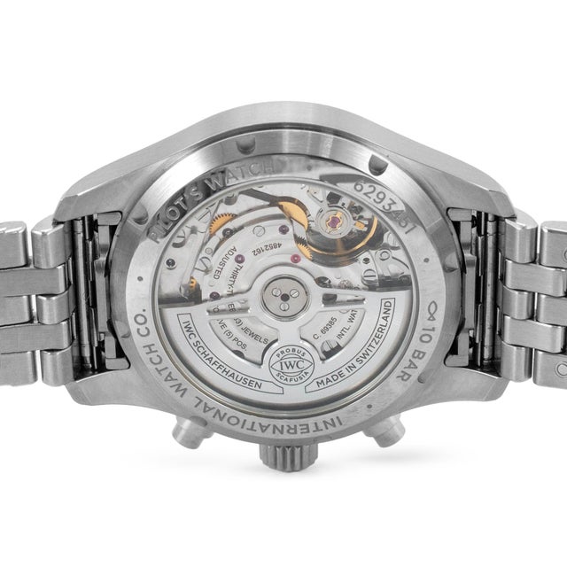 Iwc Pilot Chronograph 41mm Iw388104 Day Date Green Dial Steel Automatic Watch For Sale In Houston - Image 6 of 9