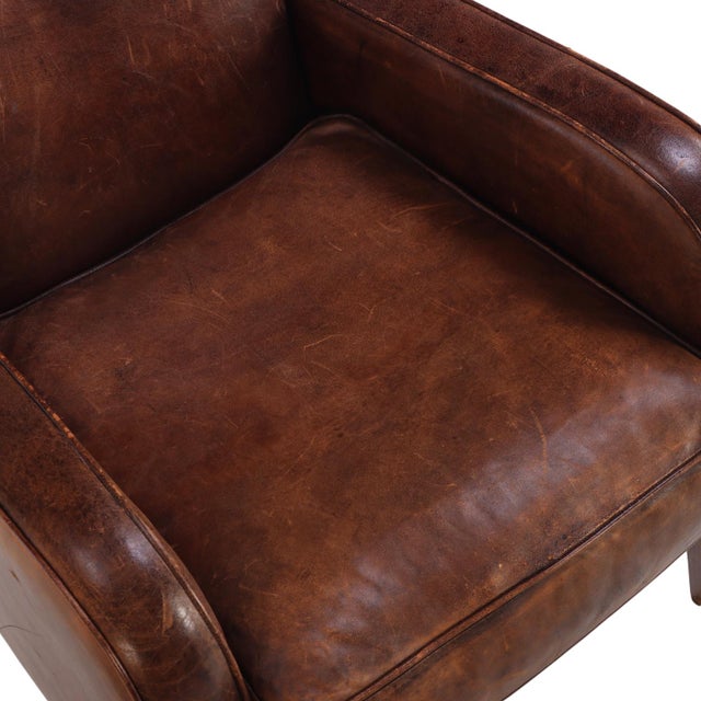 Chocolate A Dutch Classic Leather Club Chair, C. 1960. For Sale - Image 8 of 10