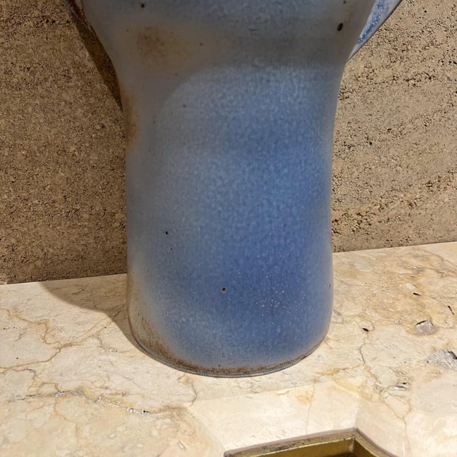 Sculptural Blue Ceramic Studio Art Pottery by Sclight For Sale - Image 11 of 11