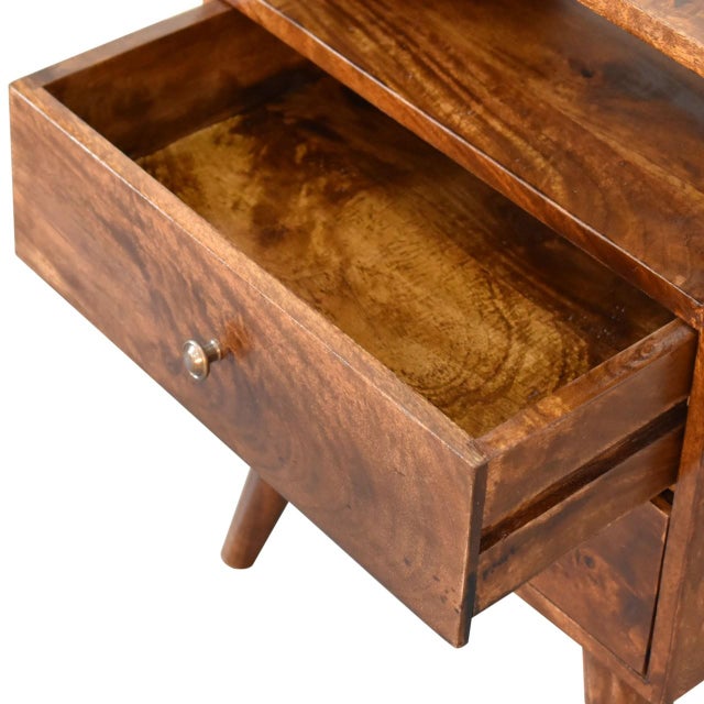 2020s Mid-Century Inspired Bedside Table With Brass Hardware For Sale - Image 5 of 8