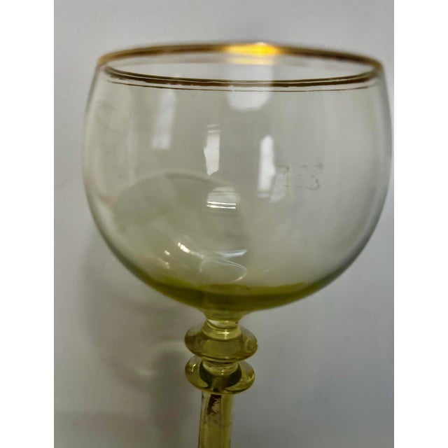 Moser Glassworks Antique Pistachio-Green Römer Glasses, by Theresienthal, Circa 1900 — Pair For Sale - Image 4 of 7