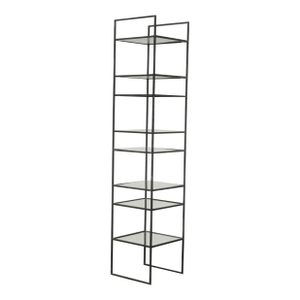 Black Etagere W Eight Mirrored Metal Shelves ~ Narrow Book Shelf Book Case #2