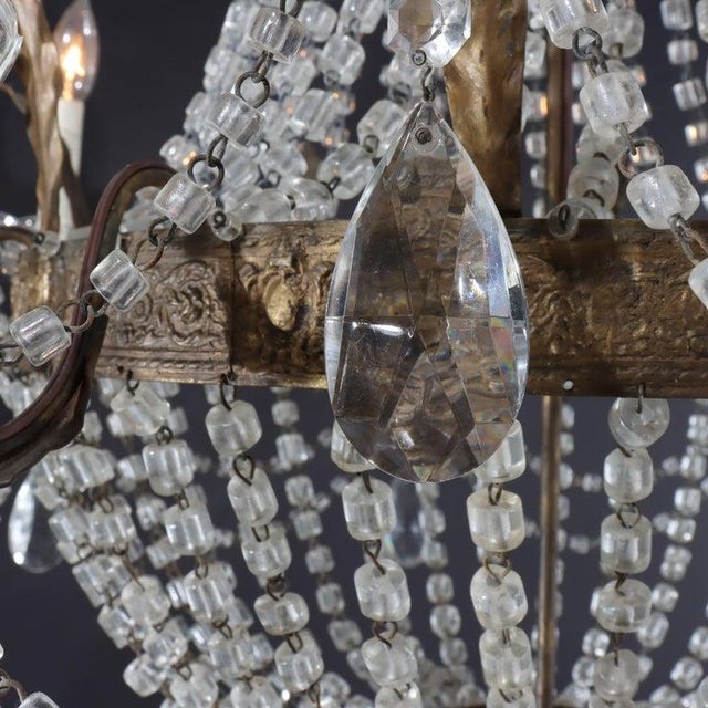 Large Antique French Empire Inspired Crystal & Bronze 8-Light Chandelier C1930 For Sale - Image 6 of 12