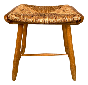 WKS Stool with Wickerwork Seat by Arno Lambrecht for Wk Möbel, Germany, 1950s