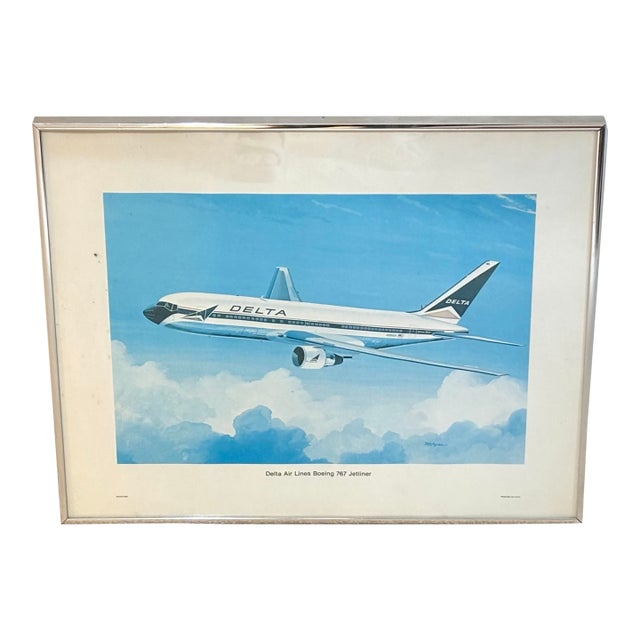 1970s-80s Delta Plane Poster Framed Print For Sale