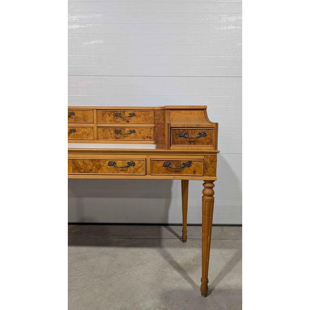 American of Martinsville Vintage American of Martinville Burlwood Writing Desk For Sale - Image 4 of 10