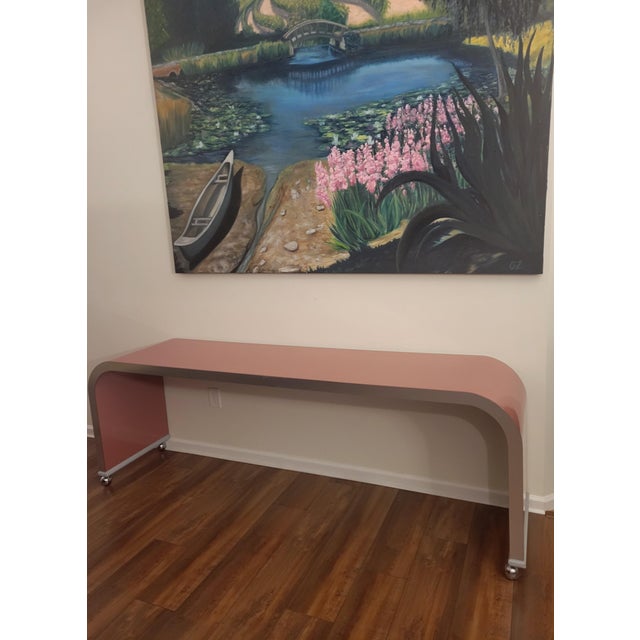 Wood Vintage 1980's Waterfall Shape Console Table For Sale - Image 7 of 8