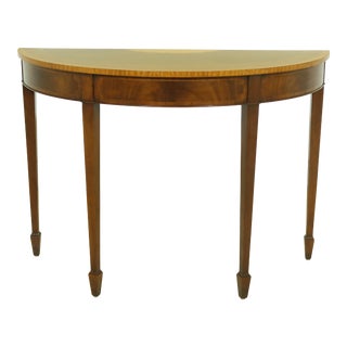 Smith & Watson Federal Inlaid Mahogany Demi Lune Console Table For Sale