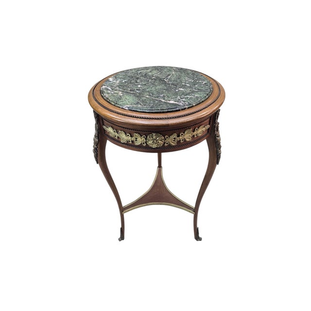 Vintage French Louis XVI Style Marble Top Gueridon Side Table For Sale - Image 4 of 7