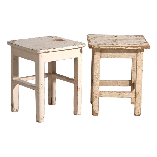 Bedside Tables in Pine Wood, Central Europe, 1940, Set of 2 For Sale