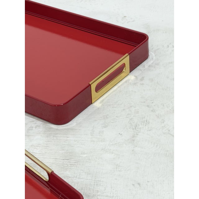 Enameled Metal and Brass Trays from MB Italia, 1960s, Set of 3 For Sale - Image 9 of 15