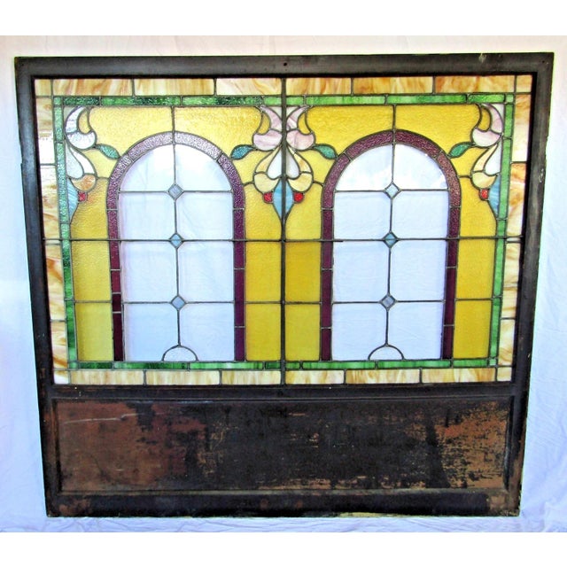 Late 19th Century 1880s Stained Glass Mirror Base Brooklyn Ice Cream Parlor Storefront Windows For Sale - Image 5 of 18