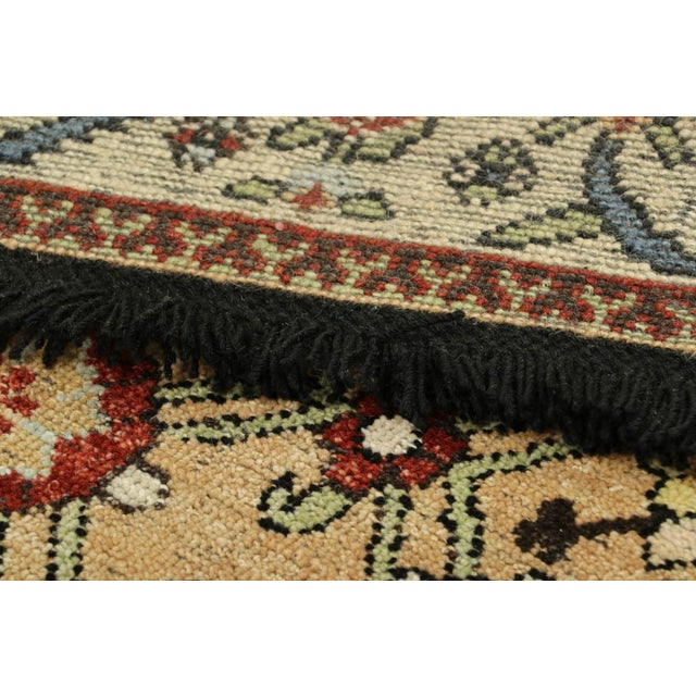 Textile Rug & Kilim’s Caucasian Kuba Style Rug in Light Gold With Floral Patterns For Sale - Image 7 of 7