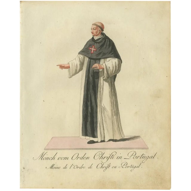 Schwan, Monk of the Order of Christ in Portugal, 18th Century, Engraving For Sale