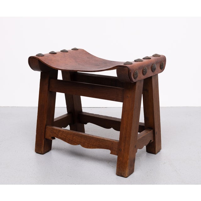 1950s Vintage Spanish Brutalist Ottoman, 1950s For Sale - Image 5 of 9