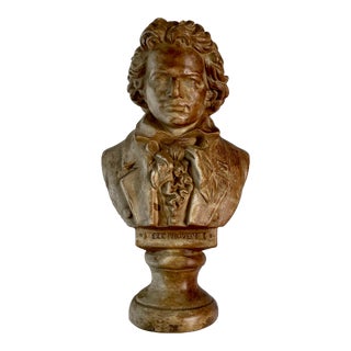 1960 Vintage Plaster Bust of Composer Ludwig Van Beethoven - For Sale