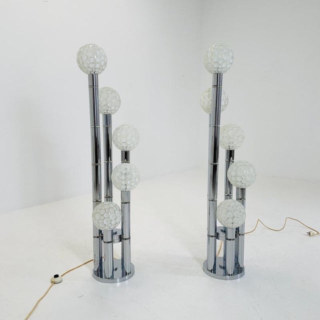 Vintage Chrome Floor Lamp with Glass Globes, 1970s For Sale - Image 16 of 18