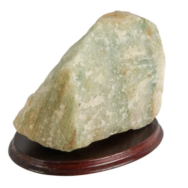 Rough Natural Fluorite Mineral Specimen on Wooden Display Base For Sale - Image 4 of 7