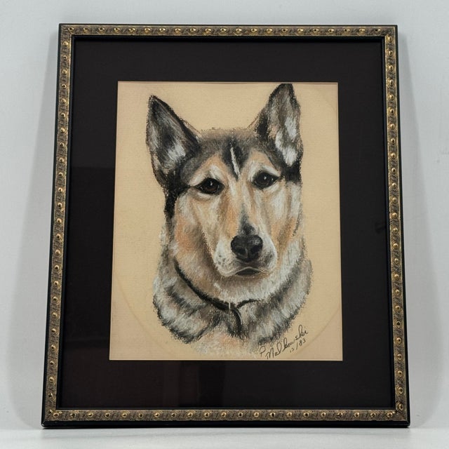 Original Vintage Dog Pastel Portrait For Sale In Tampa - Image 6 of 12