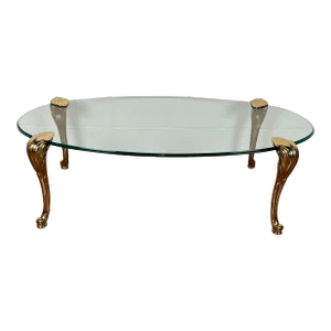 1950s Mid-Century Modern Maison Jansen Style Brass and Glass Coffee Table
