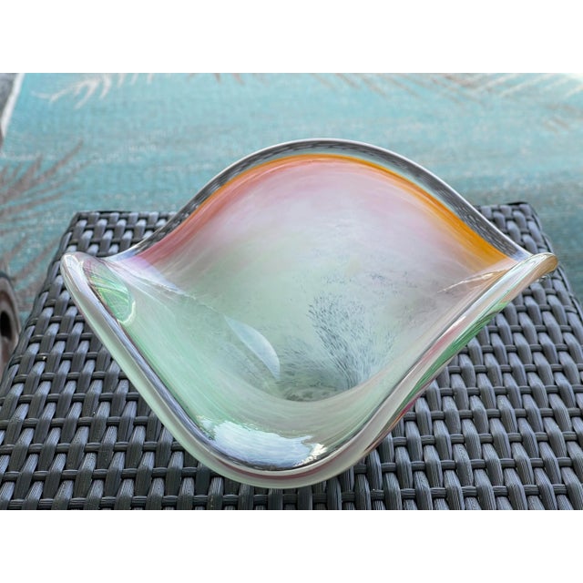 Murano Mid 20th Century Murano Swirl Art Wave Bowl For Sale - Image 4 of 11