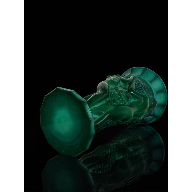 1930s Art Deco Malachite Glass Vase by František Pazourek, Former Czechoslovakia, 1930s For Sale - Image 5 of 8